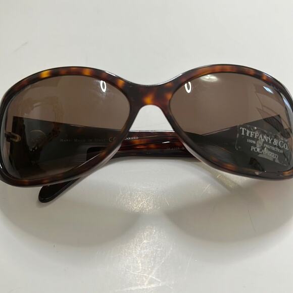 TIFFANY &‎ CO BROWN NWOT SUNGLASSES DIAMOND & SILVER ACCENT ONSIDE. - Picture 1 of 6